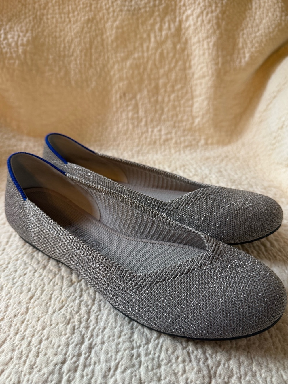 Rothy’s The Flat Heathered Black Silver Metallic Flats Size 6.5